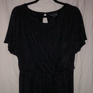 black romper with glittery silver stripes